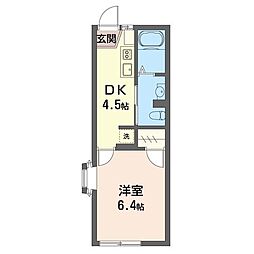 リッツ鶴ケ峰 1DKの間取図画像