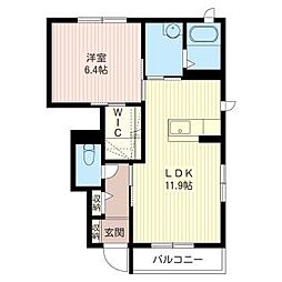 ウヴェール・メゾン安塚F 1LDKの間取図画像