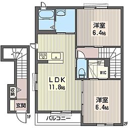 ウヴェール・メゾン安塚D 2LDKの間取図画像