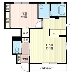 チャームE 1LDKの間取図画像