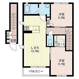 アーバンヒルズＣ 2階2LDKの間取り