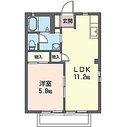メゾンソレアード 1LDKの間取図画像