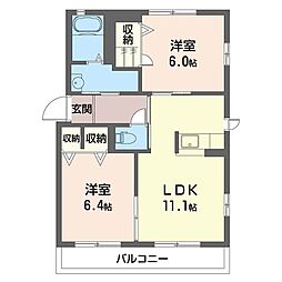 アーバンヒルズA 2LDKの間取図画像