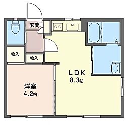 クロストンハイツ 1LDKの間取図画像