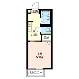 エスペランサ若宮台 1Kの間取図画像