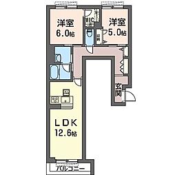 イーリス 2LDKの間取図画像