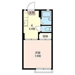 プラムハイツ 1Kの間取図画像