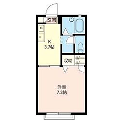 カーサ・コスティエーラ 1Kの間取図画像