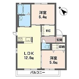 ｐｌａｃｅ　ｄｅ　ｐｌａｇｅ　III 2階2LDKの間取り