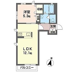 スタージュ草加 1LDKの間取図画像