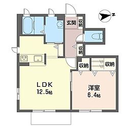 シェル 1LDKの間取図画像