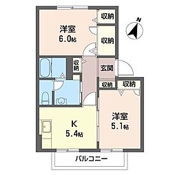 エミネントA 2Kの間取図画像