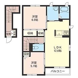 フォントデネージュ1 2LDKの間取図画像