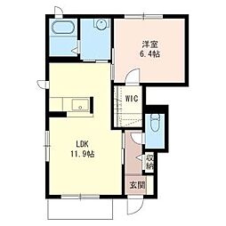 シャーメゾン浜野B 1LDKの間取図画像