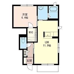シャーメゾン浜野B 1LDKの間取図画像