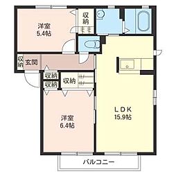 フォクシーズB 2LDKの間取図画像