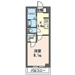 プルミエールハイ 1Kの間取図画像