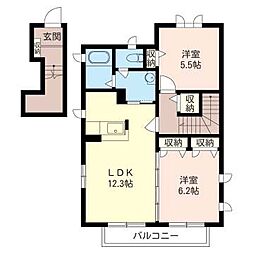 レフィナードA 2LDKの間取図画像