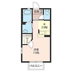 フェリーク 1Kの間取図画像