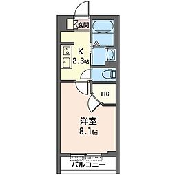 オーハイ 1Kの間取図画像