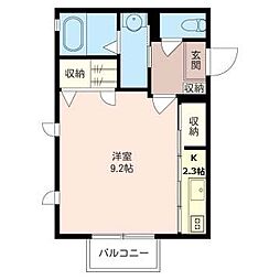 フェルベール 1Kの間取図画像