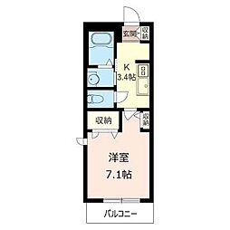 トラスティ 1Kの間取図画像