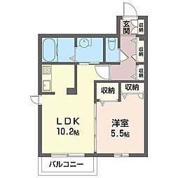 クオーレ 1LDKの間取図画像