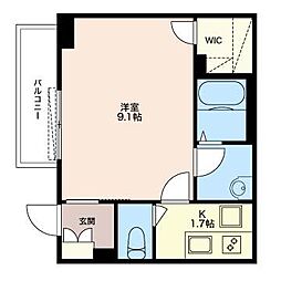 フォレスト南流山 1階1Kの間取り