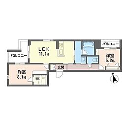 アミコート 2LDKの間取図画像