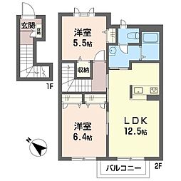 サンコーハイツ2 2LDKの間取図画像