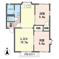メゾン・ド・ラビアンA 2LDKの間取図画像