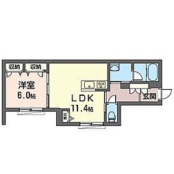Ｂｌｏｏｍ　Ｓｔａｇｅ　根岸 1階1LDKの間取り