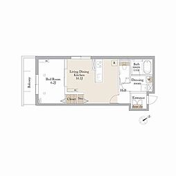 ウェルデンス根岸 1LDKの間取図画像