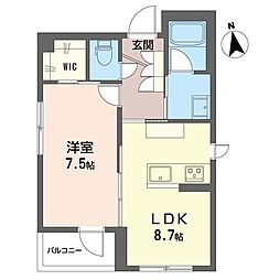 オカザキビル 1LDKの間取図画像