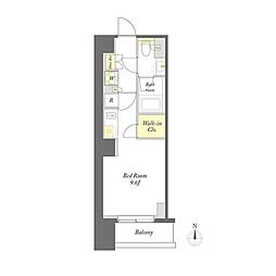 プライムメゾン日本橋馬喰町 6階ワンルームの間取り