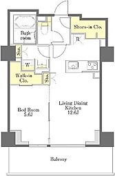 プライムメゾン江古田の杜ウエスト 1LDKの間取図画像