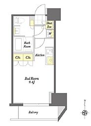 プライムメゾン蔵前 ワンルームの間取図画像