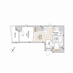 LiveCasa日本橋浜町 1DKの間取図画像