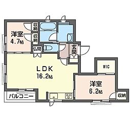 アクシアス西落合 2LDKの間取図画像