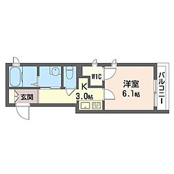 ティアーズメゾン 1階1Kの間取り