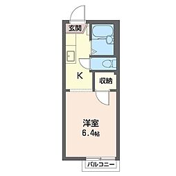クレストハウス 1Kの間取図画像