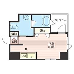 レジデンスシャルマンプレデュフルーブ ワンルームの間取図画像