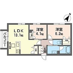プレミアム　コート 1階2LDKの間取り