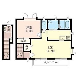 クオリティ・プレジオ 1LDKの間取図画像