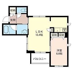 シュウブラン 1LDKの間取図画像