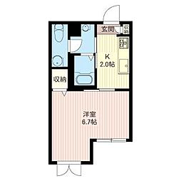 メゾンドゥパチュリ 1Kの間取図画像
