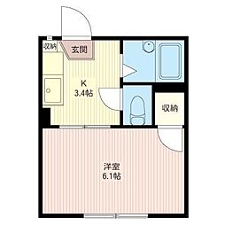 シェステ大岡山 1Kの間取図画像