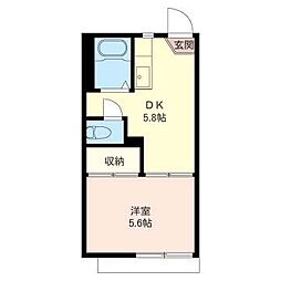 クレスト上野毛A 1DKの間取図画像