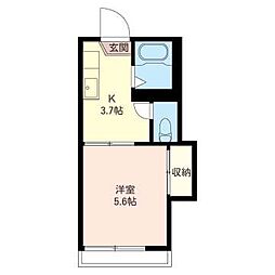 セゾン桜新町C 1Kの間取図画像