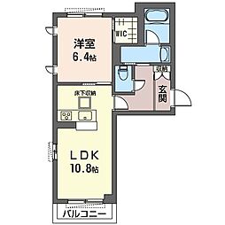 タウニール 1階1LDKの間取り